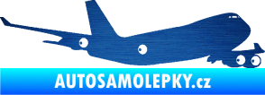 Samolepka Letadlo 012 pravá škrábaný kov modrý