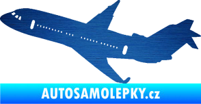 Samolepka Letadlo 013 levá škrábaný kov modrý