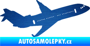 Samolepka Letadlo 013 pravá škrábaný kov modrý