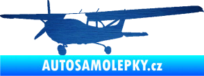 Samolepka Letadlo 014 levá škrábaný kov modrý