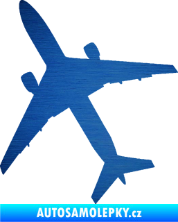 Samolepka Letadlo 018 levá škrábaný kov modrý