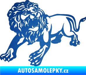 Samolepka Lev 006 levá škrábaný kov modrý