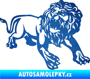 Samolepka Lev 006 pravá škrábaný kov modrý