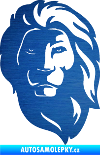 Samolepka Lev 011 pravá škrábaný kov modrý