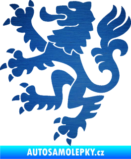 Samolepka Lev heraldika 001 levá Český lev škrábaný kov modrý