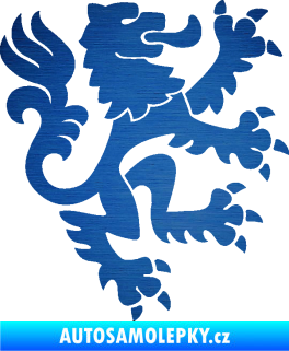 Samolepka Lev heraldika 001 pravá Český lev škrábaný kov modrý