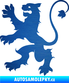 Samolepka Lev heraldika 002 levá škrábaný kov modrý