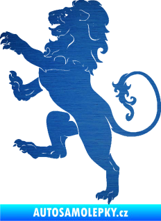 Samolepka Lev heraldika 004 levá škrábaný kov modrý
