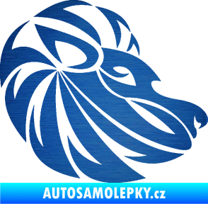 Samolepka Lev zvěrokruh 003 pravá škrábaný kov modrý