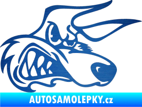 Samolepka Liška pravá škrábaný kov modrý