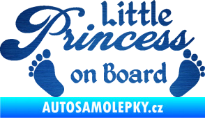 Samolepka Little princess on board 002 nápis s nožičkami škrábaný kov modrý