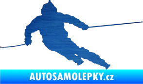 Samolepka Lyžař 015 levá škrábaný kov modrý