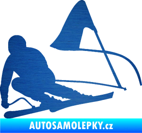 Samolepka Lyžař 025 levá škrábaný kov modrý