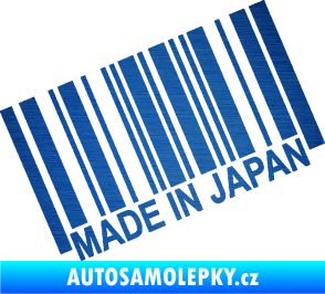 Samolepka Made in Japan 003 čárový kód škrábaný kov modrý