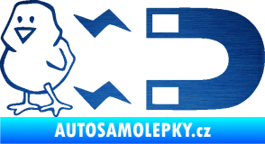 Samolepka Magnet na ptáky levá škrábaný kov modrý