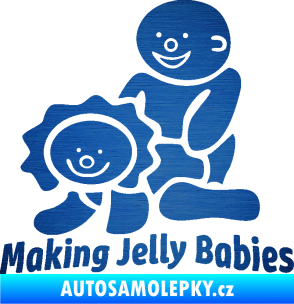 Samolepka Making jelly babies škrábaný kov modrý