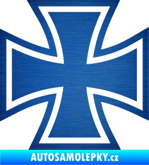 Samolepka Maltézský kříž 001 škrábaný kov modrý
