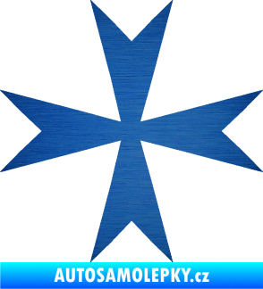 Samolepka Maltézský kříž 002 škrábaný kov modrý
