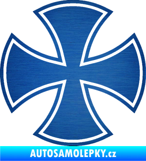 Samolepka Maltézský kříž 003 škrábaný kov modrý