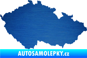 Samolepka Mapa České republiky 001  škrábaný kov modrý