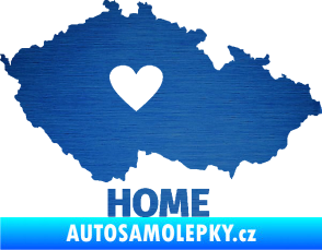 Samolepka Mapa České republiky 004 home škrábaný kov modrý