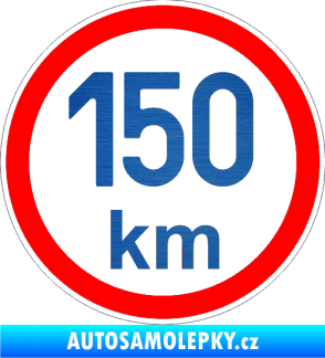 Samolepka Maximální rychlost 150km - nejvyšší konstrukční rychlost škrábaný kov modrý