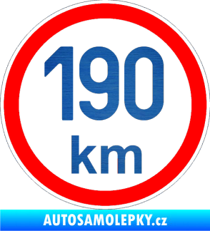 Samolepka Maximální rychlost 190km - nejvyšší konstrukční rychlost škrábaný kov modrý