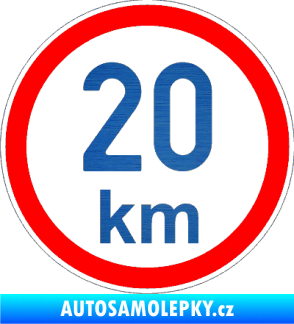 Samolepka Maximální rychlost 20km - nejvyšší konstrukční rychlost škrábaný kov modrý