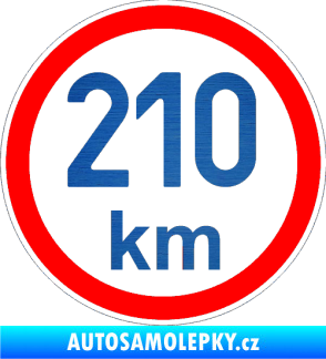 Samolepka Maximální rychlost 210km - nejvyšší konstrukční rychlost škrábaný kov modrý