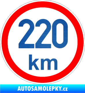 Samolepka Maximální rychlost 220km - nejvyšší konstrukční rychlost škrábaný kov modrý