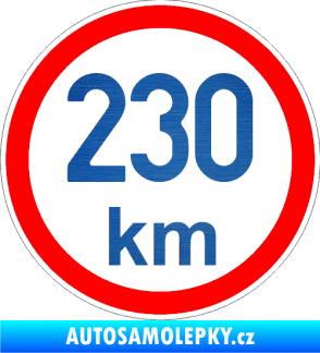 Samolepka Maximální rychlost 230km - nejvyšší konstrukční rychlost škrábaný kov modrý