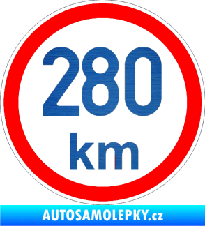 Samolepka Maximální rychlost 280km - nejvyšší konstrukční rychlost škrábaný kov modrý