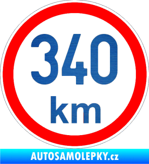 Samolepka Maximální rychlost 340km - nejvyšší konstrukční rychlost škrábaný kov modrý
