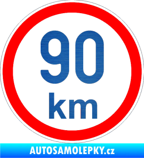 Samolepka Maximální rychlost 90km - nejvyšší konstrukční rychlost škrábaný kov modrý