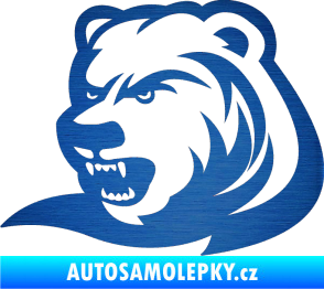 Samolepka Medvěd 001 levá škrábaný kov modrý