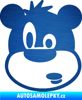 Samolepka Medvěd 003 levá kreslená hlava škrábaný kov modrý