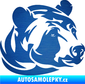 Samolepka Medvěd 007 pravá hlava škrábaný kov modrý