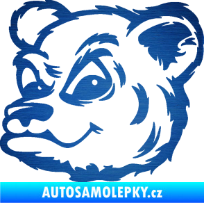 Samolepka Medvěd 011 levá hlava škrábaný kov modrý