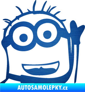 Samolepka Mimoň 002 pravá škrábaný kov modrý