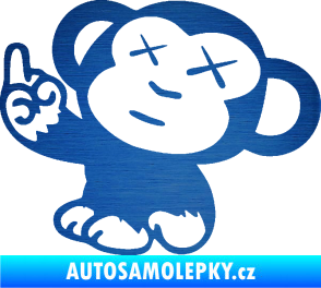 Samolepka Monkey Fuck Off JDM levá škrábaný kov modrý