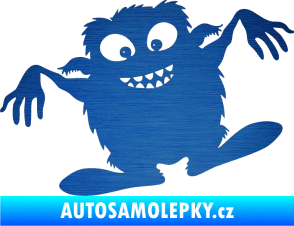 Samolepka Monstrum 001 levá škrábaný kov modrý