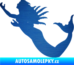 Samolepka Mořská panna levá siréna škrábaný kov modrý