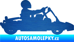 Samolepka Motokára 001 pravá škrábaný kov modrý