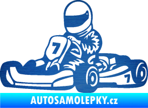 Samolepka Motokára 002 levá škrábaný kov modrý