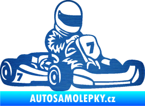 Samolepka Motokára 002 pravá škrábaný kov modrý