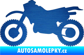Samolepka Motorka 003 levá škrábaný kov modrý