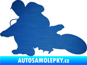 Samolepka Motorka 005 levá motokros škrábaný kov modrý