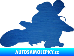 Samolepka Motorka 005 pravá motokros škrábaný kov modrý