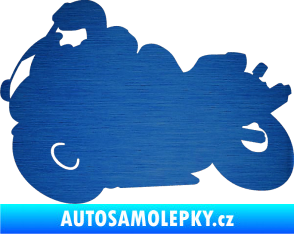 Samolepka Motorka 006 levá silniční motorky škrábaný kov modrý