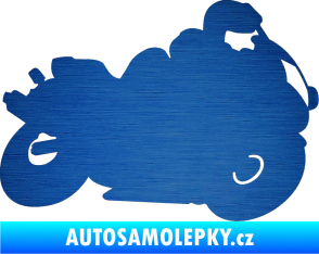 Samolepka Motorka 006 pravá silniční motorky škrábaný kov modrý